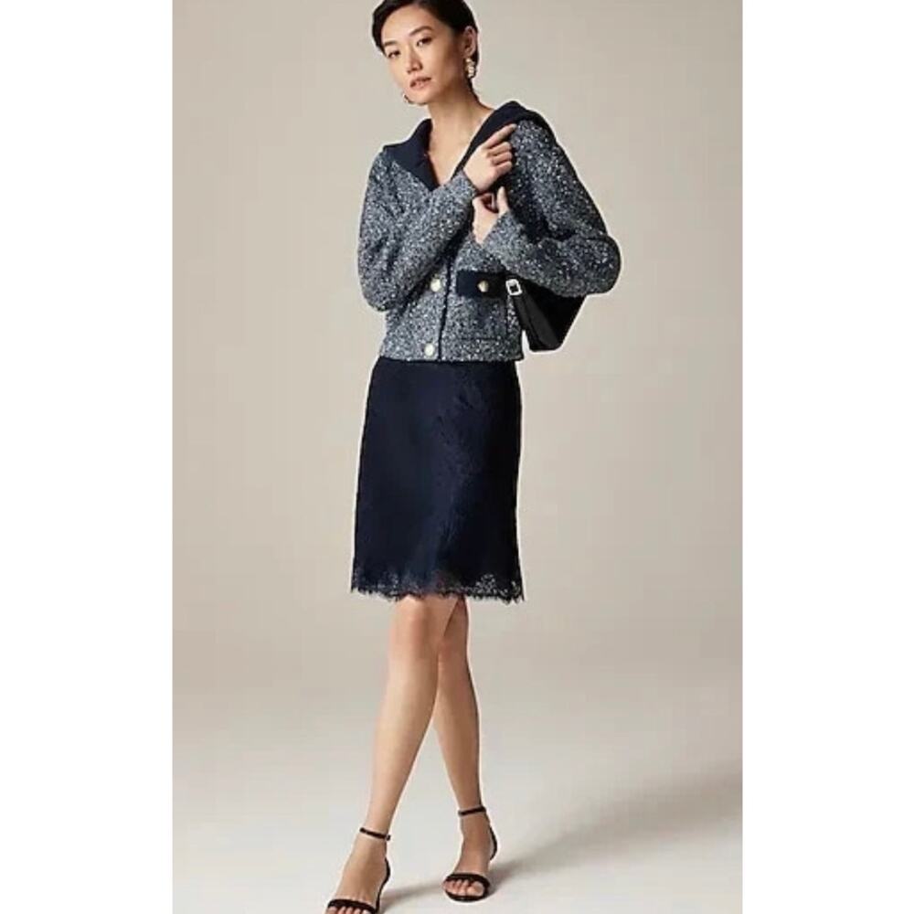 J. Crew Marled Sailor-collar Cardigan Women's L Preppy - Picture 5 of 11